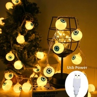 Guirlande lumineuse LED citrouille d'Halloween en acrylique, portable USB pour intérieur, décoration fantôme, lanternes festives de vacances