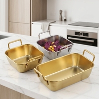 Plateau de service classique en acier inoxydable durable, plat carré créatif pour poulet frit, frites, panier à fondue, aliments, collations, dîner