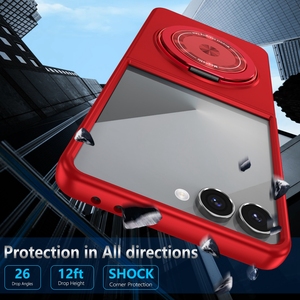 Nouvelle conception, coque magnétique antichoc en PC rigide avec anneau métallique et béquille 360° pour Samsung Galaxy Z <span class=keywords><strong>Flip</strong></span> Z <span class=keywords><strong>Fold</strong></span> 8 7 6 5 - Product Image 2