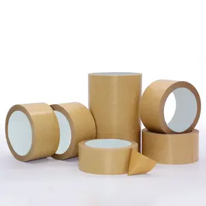 Logo Printing Degradable Kraft Paper Tape Roll Silicone Brown Hot Melt Custom Paper Tape