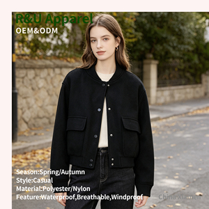 Vestes pour femmes R&U Fashion, printemps automne, logo personnalisé disponible, manteaux à manches longues, couleur unie, vêtements d'extérieur courts - Product Image 4