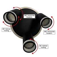 Spot LED de plafond moderne à 3 têtes, double source lumineuse, rail GU10, rotation à 360 degrés pour cuisine
