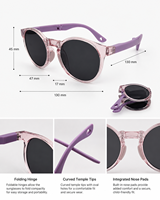 Lunettes de soleil pliantes pour enfants, protection UV400, anti-radiation, monture transparente rose, portables, pour voyage, OEM/ODM, usine de Wenzhou