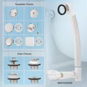 Uni-màu xanh lá cây bồn tắm trực tiếp cống Bộ dụng cụ kim loại ABS PVC 1 1/2 "bồn tắm cống với tràn faceplate Chrome với bồn tắm lãng phí tràn Kit - Product Image 5