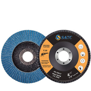 5 disques abrasifs <span class=keywords><strong>à</strong></span> lamelles SATC T29, grain 60-120, personnalisables OEM, pour accessoires de meuleuse d'angle - Product Image 1