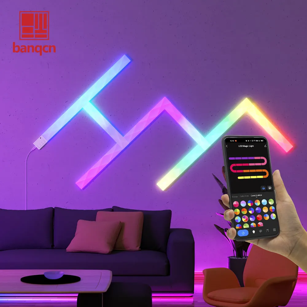 DIY ผนัง RGB สมาร์ทประกบ Glide แสงเพลงซิงค์บาร์ตกแต่งบ้านไฟ LED สําหรับเล่นเกมสตรีมมิ่งไฟบ้านอัจฉริยะ