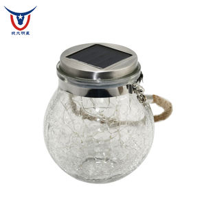 Lampes solaires à <span class=keywords><strong>boule</strong></span> de verre craquelé étanches IP44, lumières LED globe à lumière du jour, angle de faisceau 360°, batterie incluse pour jardin extérieur - Product Image 1