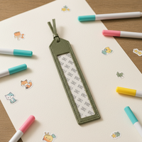 Marque-page de luxe en tissu écologique à motif de dessin animé, avec point d'iguile 3M, auto-finissant, support DIY, élégant marqueur de page personnalisé pour lecteur