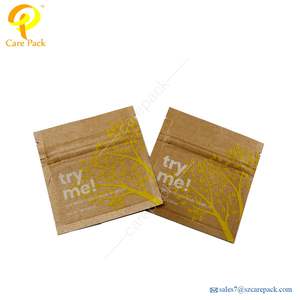 Sac en papier <span class=keywords><strong>Kraft</strong></span> biodégradable, <span class=keywords><strong>Sachet</strong></span> d'échantillon en papier d'aluminium avec Mini sacs à fermeture éclair, <span class=keywords><strong>Sachet</strong></span> d'échantillon d'huile de crème cosmétique - Product Image 3