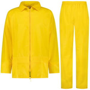 Combinaison de pluie imperméable unisexe jaune, veste et pantalon en polyester à manches longues, pour toutes les saisons - Product Image 1