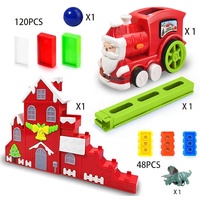 Train de dominos de Noël automatique, pose de dominos électriques, blocs de dominos de Noël, jouets de Noël pour enfants