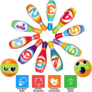 Ensemble <span class=keywords><strong>de</strong></span> bowling pour enfants <span class=keywords><strong>de</strong></span> 2 à 7 ans, <span class=keywords><strong>jeu</strong></span> <span class=keywords><strong>de</strong></span> bowling en <span class=keywords><strong>mousse</strong></span> pour l'intérieur et l'extérieur avec 10 <span class=keywords><strong>quilles</strong></span> et 2 balles - Cadeau <span class=keywords><strong>de</strong></span> Pâques pour garçons et filles - Product Image 6