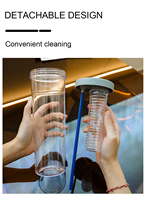 Bouteille d'eau droite réutilisable infuseur avec passoire à thé aux fruits infuseur filtre tasse pliable paille bouteille en plastique pour jus