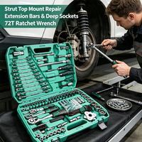 Jeu de douilles de 121 pièces avec clé à cliquet à 72 dents à dégagement rapide, kit d'outils de réparation automobile dans un coffret de rangement