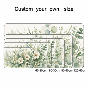 Tapis de souris grand format personnalisé avec des feuilles vertes, tapis de bureau pour jeux XL, tapis de souris long pour clavier d'ordinateur avec base en caoutchouc - Product Image 2