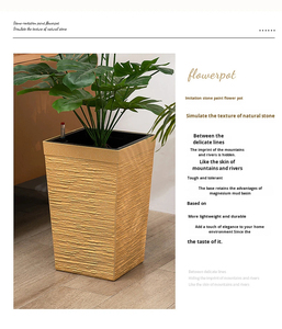 Grand pot de fleurs sur pied, design minimaliste, couleur unie, forme ondulée, auto-absorbant, pour intérieur et extérieur - Product Image 3