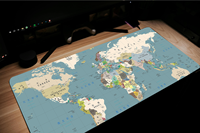 Alfombrilla de ratón para ordenador portátil de lujo con estampado de mapa del mundo negro personalizado 2024 alfombra de oficina impermeable OEM de alta calidad en Stock