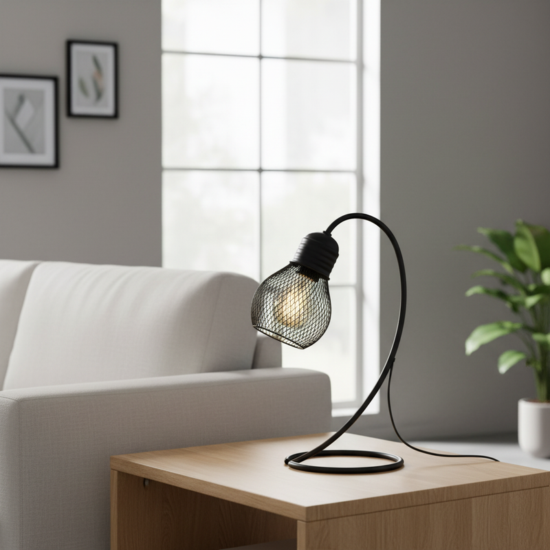 Rope Lamp Natural Fabric Shade Bedside