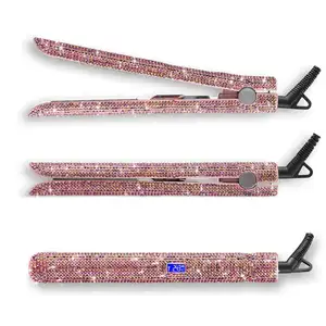 Portable Machine Price Gold Titanium Bedazzled Straightening Hair Straightener Irons Bling Flat Iron with Private Label