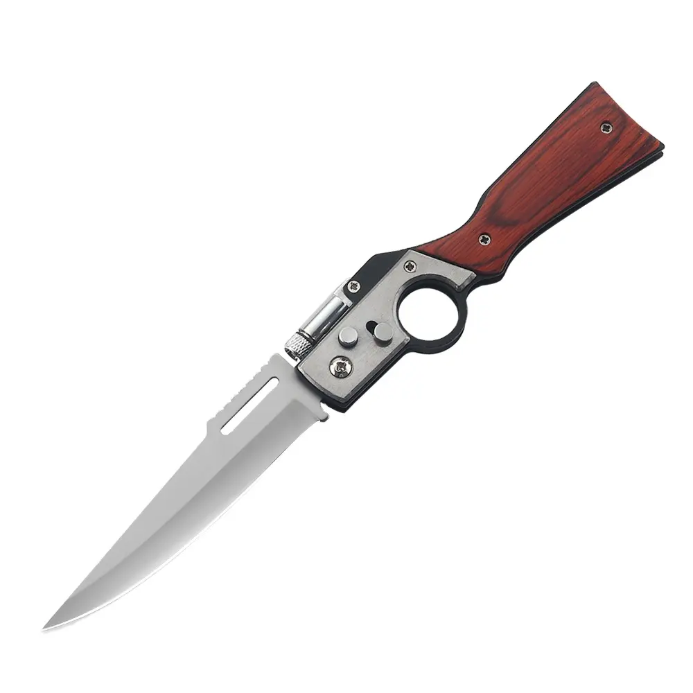 trending products 2023 new arrivals Gun Shaped Handle Sharp Hunting Knife Camping Knife with Pocket Clip