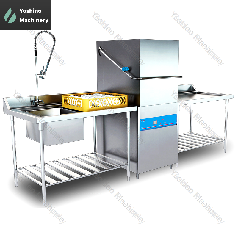 Commercial Smart Dishwasher for Hotel School Restaurant - Pass Through Type for Kitchen Hood Dish Washing