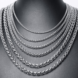 공장 대량 도매 남성용 18k 금도금 304 스테인리스 스틸 3mm 4mm 밀알 체인 목걸이 - Product Image 5