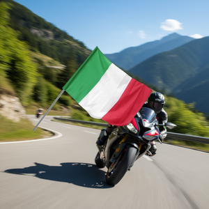 Drapeau italien 60x90 cm avec mât pour utilisation sur moto - Product Image 3
