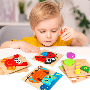 Puzzles en bois écologiques pour garçons et filles, cadeau éducatif pour les nourrissons et les tout-petits âgés de 1, 2 et 3 <span class=keywords><strong>ans</strong></span> - Product Image 6