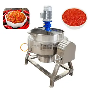 Mitigeur de cuisson inclinable à chauffage électrique ss304 machine de cuisson de confiture de sauce pour bouilloire à chemise vapeur alimentaire