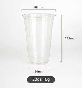 Custom Logo Single Wall 98mm 12oz 14oz 16oz 18oz 20oz 24oz PET Cold Drinks Disposable <b>Plastic</b> Milk Tea <b>Cups</b> with Lids and Straws - Product Image 1