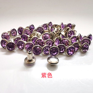 Rivets en cuivre plaqué argent avec strass violets semi-tubulaires pour vêtements et sacs, clous décoratifs durables pour l'habillement - Product Image 1