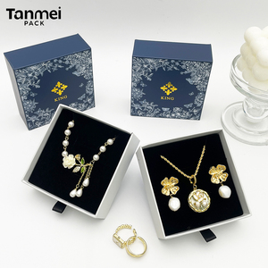 Caja de Embalaje de Joyería con Logotipo Personalizado, Caja de Regalo de Papel con Cajón para Anillo, Pendientes, Pulsera, Collar, Embalaje de Lujo - Product Image 1