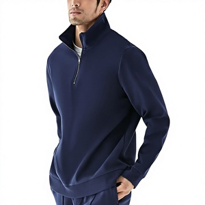 Sweat-shirt à col zippé en molleton français surdimensionné pour homme, marque streetwear pour les labels de mode américains - Product Image 3