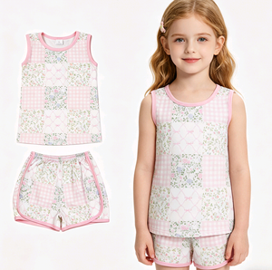 Conjuntos de Ropa para Niñas con Estampado de Flores de Jardín, Estilo Casual, 95% Algodón, 5% Elastano, Nuevos Diseños, Ropa Infantil - Product Image 1