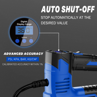 Hehui 21V Portable Cordless Tyre Inflator Rechargeable Electric Mini Digital 150psi Air Pump Compressor Tire Inflators