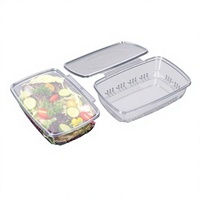 Boîte en plastique transparente rectangulaire antivol à usage unique en PET ; Emballage alimentaire pour salades et collations ; Personnalisable avec fermeture sécurisée pour repas à emporter