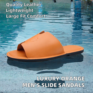 Nouvelles sandales ouvertes légères et tendance de luxe en orange pour hommes, grandes tailles <span class=keywords><strong>47</strong></span> <span class=keywords><strong>48</strong></span>, pantoufles plates en PU de haute qualité, originales - Product Image 3