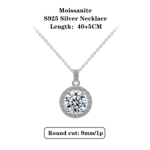 starsgem moissanite 925 silver necklace 3ct round moissanite halo stone fine jewelry Sparkling silver moissanite necklace - Product Image 2