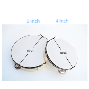 JELO LF-T 6 inci tamborin Metal Birch genggam kepala Drum poliester kulit kepala Drum Gereja Jingle genggam instrumen Gereja - Product Image 2
