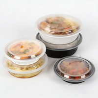 Bol classique noir en PP de qualité alimentaire sans BPA, jetable et compatible micro-ondes, avec couvercle en plastique épais, taille personnalisable disponible, boîte à lunch multi-usage