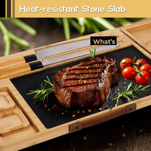 Lớn charcuterie bít tết nướng <span class=keywords><strong>Board</strong></span> Slate phục vụ tấm có thể gập lại tre cắt pho mát <span class=keywords><strong>Board</strong></span> Set với dao - Product Image 2