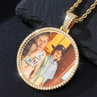 Bijoux pour hommes rappeurs Collier pas cher personnalisé glacé Cz Hip Hop Médaillon rond photo DIY photo mémoire pendentifs