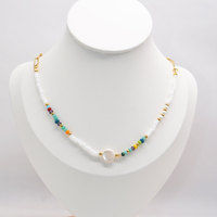 Collier de bohème en acier inoxydable avec perles de cristal pour femmes, bijoux d'été, chaîne à long fermoir plaqué or, cadeau pour les filles.