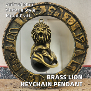 Antika pirinç aslan kolye anahtarlık Metal el sanatları ev dekorasyon için aslan tema hayvan döküm tasarım - Product Image 3