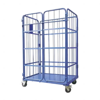 Cage de stockage industrielle, cage à roulettes, conteneur en treillis métallique robuste pliable à 4 roues, OEM 400 kg