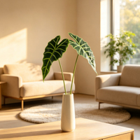 Feuilles d'alocasia artificielles variées pour l'intérieur, fausse verdure tropicale pour la décoration de la maison, des hôtels, des mariages et des arrangements floraux