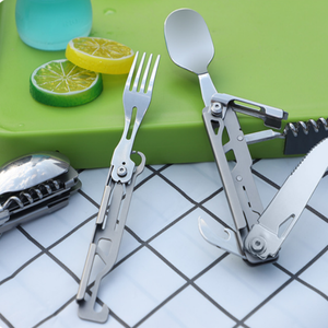 Ensemble <span class=keywords><strong>couteau</strong></span> et <span class=keywords><strong>fourchette</strong></span> pliables détachables en acier inoxydable, multi-outils pour le camping, les pique-niques et les activités de plein air - Product Image 5