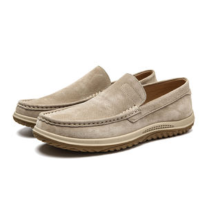 حذاء رجالي رسمي بتصميم جديد على الطراز البريطاني وبشعار مخصص، حذاء بدون كعب للمشي الكاجوال من الجلد الطبيعي والشمواه - Product Image 6