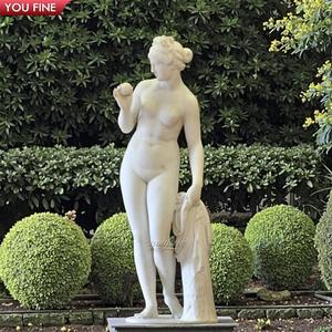 Sculpture en pierre naturelle personnalisée, taille réelle, sculptée à la main, vente directe, Sculpture en marbre de jardin européen, Statue de Venus et de pomme dorée - Product Image 2