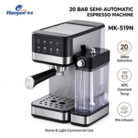Machine à café expresso semi-automatique à commande tactile 1350W avec mousseur à lait automatique et chauffe-tasses pour Latte Cappuccino, idéale pour la préparation à domicile